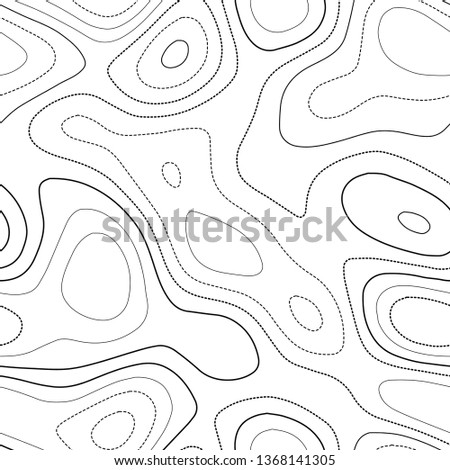 Contour lines. Black and white seamless design. Exquisite tileable isolines pattern. Vector illustration.