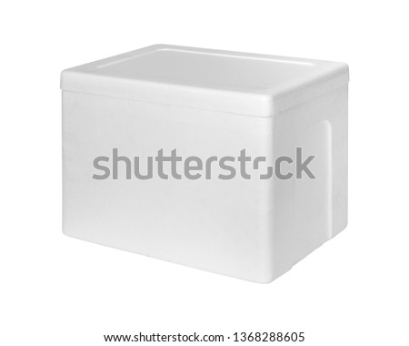 Closed Styrofoam storage box isolated on white background. Insulation box for delivery. ( Clipping path )
 Royalty-Free Stock Photo #1368288605