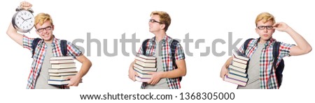 Young boy with alarm-clock in time management concept 