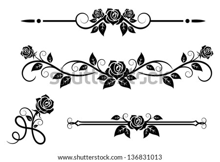 Rose flowers with vintage elements and borders. Jpeg (bitmap) version also available in gallery