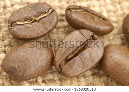 black coffee grains on burlap