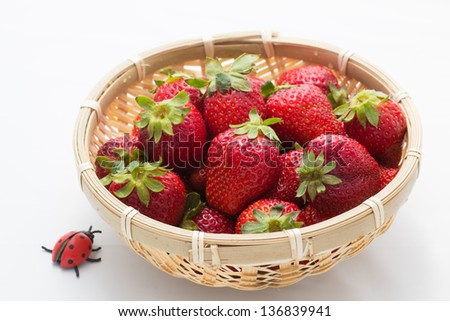 strawberry that was served in a bamboo basket