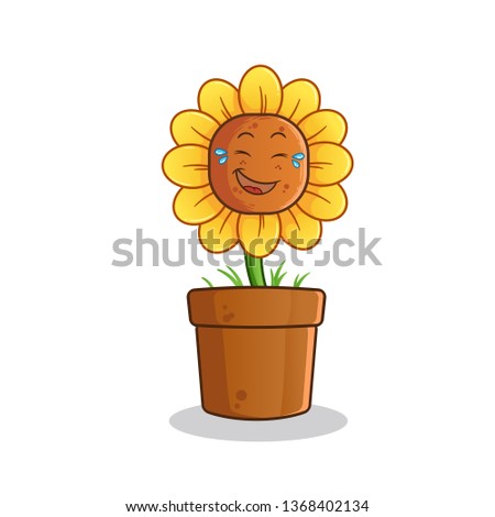 sunflower laughing loudly mascot vector cartoon art illustration