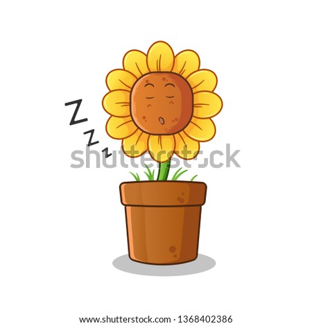 sunflower sleeps mascot vector cartoon illustration