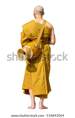 isolated monk on white background