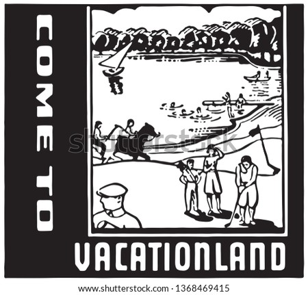 Come To Vacationland  - Retro Ad Art Banner