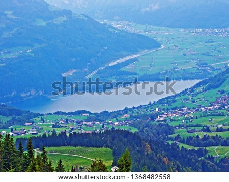 A view of the Walensee Lake from the top of Gulme or Gulmen in the Obertoggenburg region, Stein - Canton of St. Gallen, Switzerland