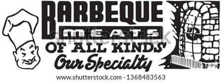 Barbecue Meats Of All Kinds - Retro Ad Art Banner