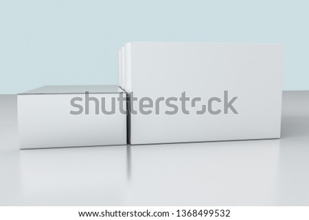 3d rendering, white packing boxes with white background, computer digital image