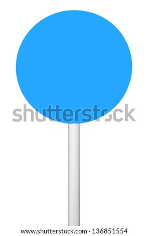 orange circular sign on post pole (isolated on white background, ready for your design)