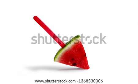 Watermelon popsicle yummy fresh summer fruit sweet dessert on white background