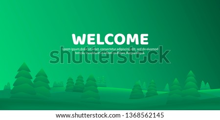 Vector abstract background. 3d concept. Trees in the field. Minimalistic banner