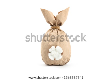 Creative Paper bunny isolated on white background. Easter layout