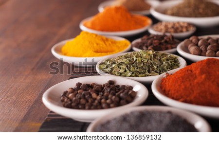 Various spices selection. Royalty-Free Stock Photo #136859132