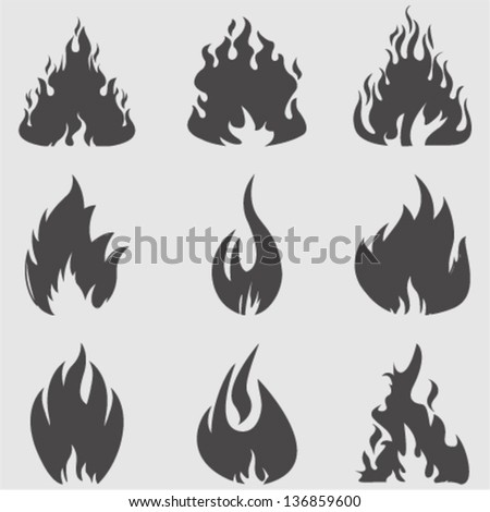 Fire icons set.Vector