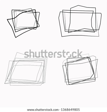 Hand drawn lines on isolated background. Chaotic geometric textures with hatching. Wavy tangled backdrops. Black and white illustration. Elements for posters and flyers Royalty-Free Stock Photo #1368649805