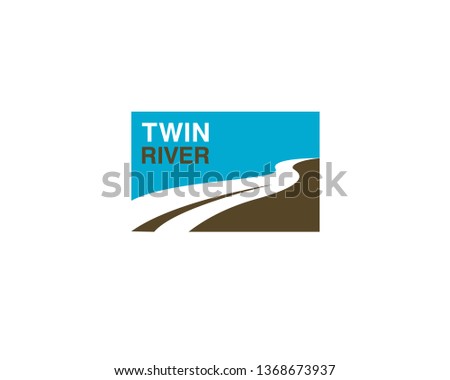 twin river square logo banner style with two river as negative space