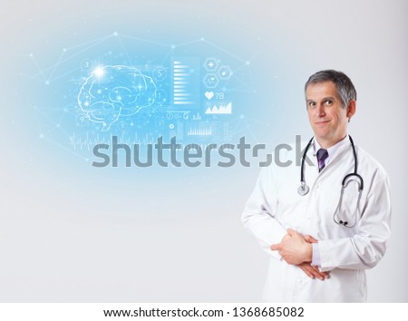 Middle aged neurologist showing the test result 