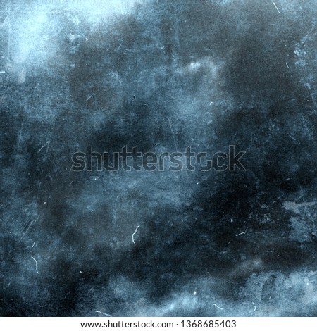 Grunge blue scratched background, old film effect, scary distressed texture