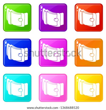 Men belt icons set 9 color collection isolated on white for any design