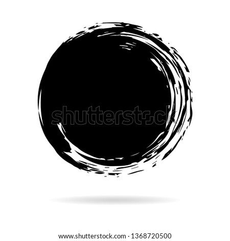 Hand painted grunge circle. Black round blob hand drawn with ink brush. Vector illustration