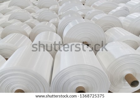 Polypropylene rolls for packaging. Best used for promoting chemical products and recycled products. Royalty-Free Stock Photo #1368725375