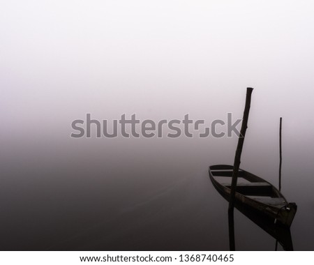 Boats with still water. Minimalist background