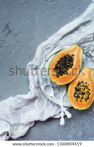 Papaya on gray background