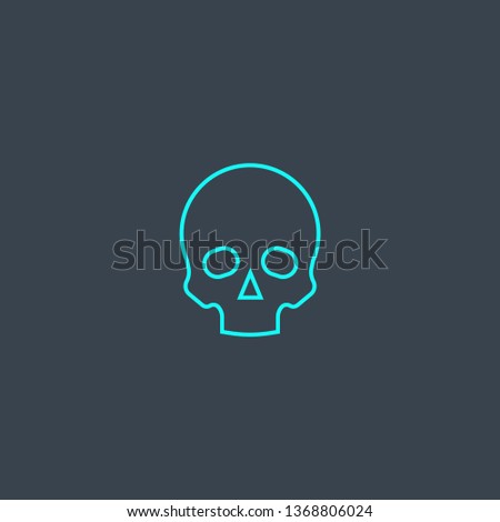 skull concept blue line icon. Simple thin element on dark background. skull concept outline symbol design. Can be used for web and mobile UI/UX