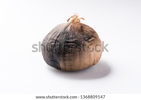 Black Garlic on White Background