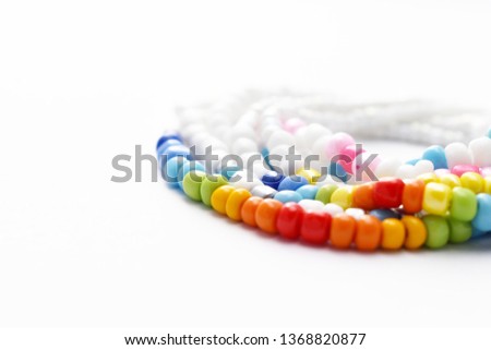 Glass Beads Bracelet Rainbow on White Background, Isolated Beads on White Background, Glass Beads Bracelet, Jewelry making, Jewellery Design, Handmade Jewelry, Handmade Beads Bracelet