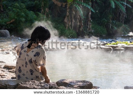 Morning Hot Springs at the National park in Thailand