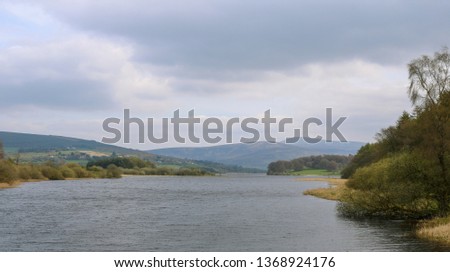 Landscape of Ireland with lake and clouds. Nature Reserve.
