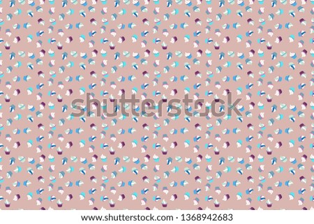 Seamless cakes pattern. Raster illustration. Food elements colorful repeated wallpaper on white, neutral and blue. Abstract backdrop for girls, wrapping paper.