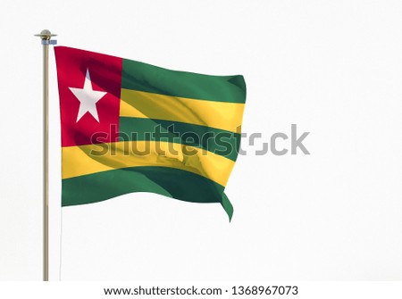 Flag Togo on white background. 3d rendering