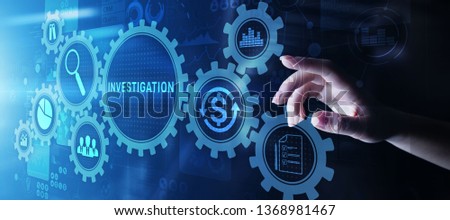 Investigation inspection audit business concept on virtual screen. Royalty-Free Stock Photo #1368981467