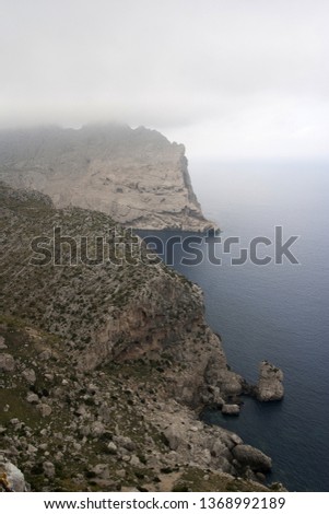 a beautiful moody picture of the coast and sea of Cap de Formentor, Palma de Mallorca, Spain