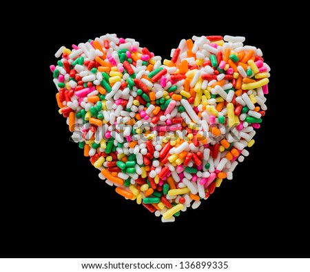Picture of heart that make by colorful cake decorative candy