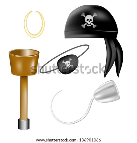 Set of pirate items. Vector illustration Royalty-Free Stock Photo #136901066
