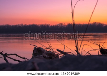 Sunset on Danube river