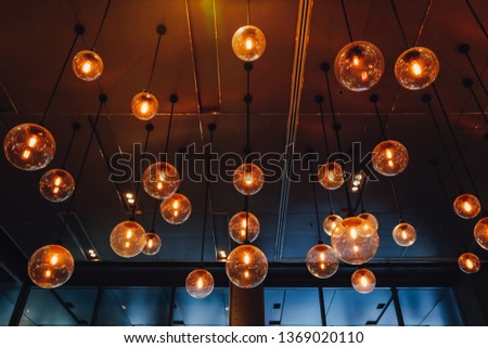 Beautiful hanging retro luxury light ceiling lamp decor glowing