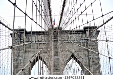 Brooklyn Bridge and USA flag two symbols of a nation