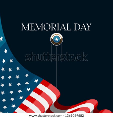 Isolated memorial day poster with a flag and medal. Vector illustration design