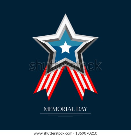 Isolated memorial day poster with a medal. Vector illustration design