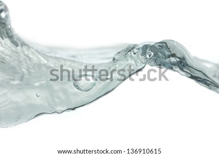 Water splash over white background