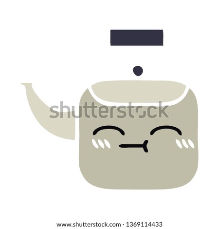 flat color retro cartoon of a kettle