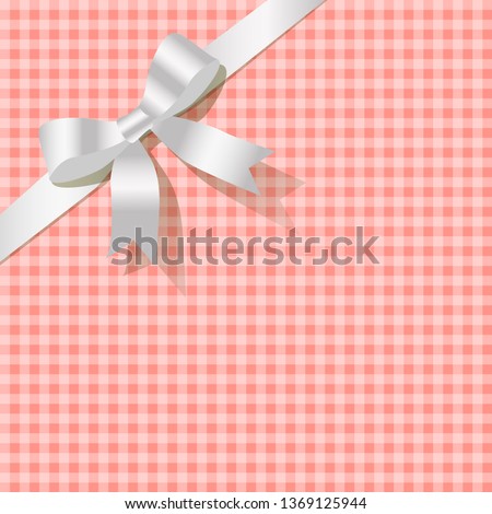 Ribbon white on a Coral color checkered background