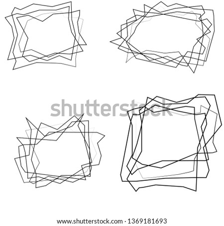 Hand drawn lines . Chaotic geometric textures with hatching. abstract geometric frames doodles stickers. Elements for posters and flyers Royalty-Free Stock Photo #1369181693