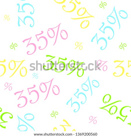 Sale colorful Seamless pattern made of discount signs on white background. Flat Art Vector illustration