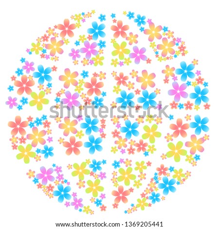 Symbol of the planet consisting of flowers for decoration of works dedicated to the earth day